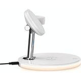 3 in 1 15W Multifunctionele Magnetische draadloze oplader voor mobiele telefoons &amp; Apple Watchs &amp; AirPods 1 / 2 / Pro  met kleurrijk LED-licht(Zwart)