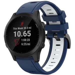 Voor Garmin Forerunner 945 22mm tweekleurige sport siliconen horlogeband (middernachtblauw + wit)