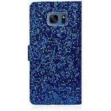 Voor Samsung Galaxy S7 Glitter Powder Horizontale Flip Lederen case met kaartslots &amp; houder &amp; lanyard(blauw)