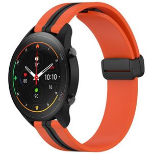 Voor Xiaomi MI Watch S1 Pro 22 mm opvouwbare magnetische sluiting siliconen horlogeband (oranje + zwart)