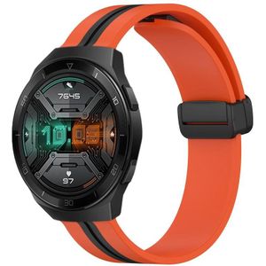 Voor Huawei Watch GT 2E 22 mm opvouwbare magnetische sluiting siliconen horlogeband (oranje + zwart)