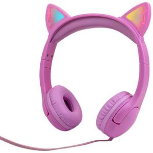 LX-K06 3.5mm Wired Children Learning Luminous Cat Ear Headset  Cable Length: 1.2m(Purple)