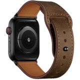 Lederen vervangende horlogeband voor Apple Watch Series 7 45 mm / 6 &amp; SE &amp; 5 &amp; 4 44mm / 3 &amp; 2 &amp; 1 42mm (donkerbruin Crazy Horse + Black gesp)