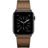 Lederen vervangende horlogeband voor Apple Watch Series 7 45 mm / 6 &amp; SE &amp; 5 &amp; 4 44mm / 3 &amp; 2 &amp; 1 42mm (donkerbruin Crazy Horse + Black gesp)