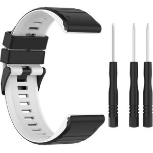 Voor Garmin Fenix 7 26mm tweekleurige siliconen horlogeband (zwart wit)