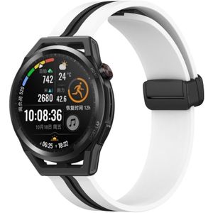 Voor Huawei Watch GT Runner 22 mm opvouwbare magnetische sluiting siliconen horlogeband (wit + zwart)