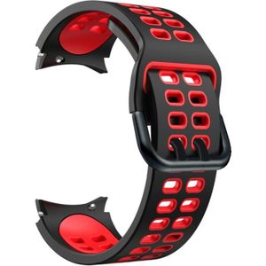 Voor Samsung Galaxy Watch4 40mm / 44mm Double-Row Gat Twee-Color Silicone Vervanging Strap Horlogeband (zwart rood)