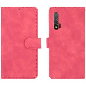 Voor Huawei nova 6 5G Solid Color Skin Voel Magnetische gesp horizontale flip kuittextuur PU Lederen case met Holder &amp; Card Slots &amp; Wallet(Rose Red)