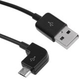 90 Graden Micro USB Poort USB Data Kabel voor Samsung Galaxy S6 / S5 / S IV / i9500 / i9300 / N7100 / Tab 3 / Tab Pro / i9500/ i9300 / Nokia / LG / BlackBerry / HTC / Amazon Kindle / Sony Xperia etc  Kabel lengte: 2 meter (zwart)