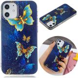 Voor iPhone 12 Lichtgevende TPU Soft Beschermhoes (Dubbele vlinders)