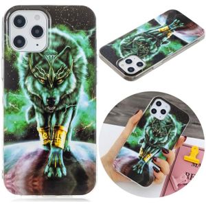 Voor iPhone 12 Pro Max Lichtgevende TPU Soft Protective Case (Woeste Wolf)