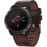 Voor Garmin Fenix 5X Plus 26mm lederen stalen gesp horlogeband