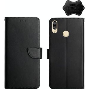 For Huawei P20 Lite Genuine Leather Fingerprint-proof Horizontal Flip Phone Case(Black)