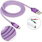 1m Net Style Hoge kwaliteit Metal Head Micro USB to USB Data / laad Kabel  or Samsung  HTC  Sony  Lenovo  Huawei  en other Smartphones(paars)