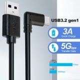 USB 3.2 Gen1 Type-C naar USB 3.2 Gen1 Type-C Elbow VR Link-kabel voor Oculus Quest 1/2  Kabellengte: 5m