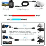 USB 3.2 Gen1 Type-C naar USB 3.2 Gen1 Type-C Elbow VR Link-kabel voor Oculus Quest 1/2  Kabellengte: 5m