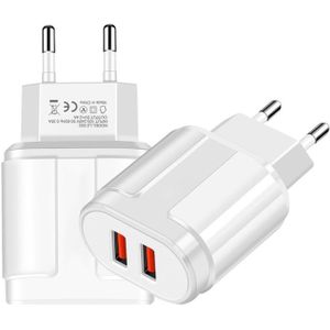 Draagbare Dual USB Mobile Phone Tablet Universal Charging Head Travel Charger  EU Plug(White)