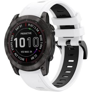 Voor Garmin Fenix 7X Solar 26mm tweekleurige sport siliconen horlogeband (wit + zwart)