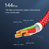 3 in 1 USB naar 8 Pin + Type-C/USB-C + Micro USB Magnetic Metal Interface Nylon Vlechten oplaadkabel  lengte: 1m (Rood)