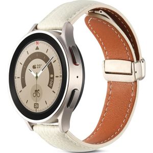 Voor Samsung Galaxy Watch 5 vouwgesp lederen horlogeband (gebroken wit)