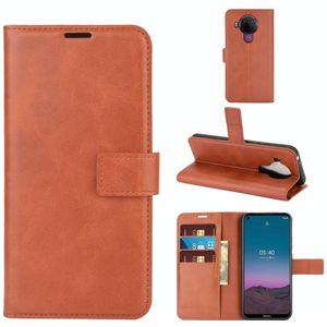 Voor Nokia 5.4 retro kalf patroon gesp horizontale flip lederen behuizing met houder &amp; kaart slots &amp; portemonnee (lichtbruin)