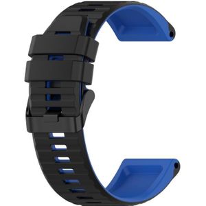 Voor Garmin Fenix 6x Pro 26mm Silicone Mixing Color Watch Strap (Black + Blue)