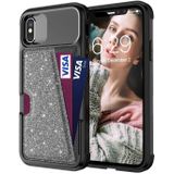 Glitter magnetische kaarttaskast voor iPhone X / XS