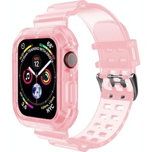 Transparante horlogeband voor Apple Watch Series 7 45 mm / 6 &amp; SE &amp; 5 &amp; 4 44mm / 3 &amp; 2 &amp; 1 42 mm (transparant roze)