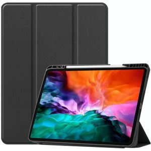 Horizontale flip honingraat TPU + PU lederen behuizing met drie-opvouwbare houder / slaap / wake-up functie &amp; pen sleuf voor iPad Pro 12.9 (2021) (zwart)