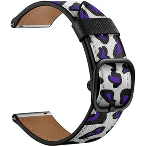 22mm voor Xiaomi Haylou RT RS3 LS04 / LS05S Universele Printed Lederen Vervanging Strap Horlogeband (Purple Leopard)