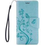 Voor Sony Xperia XA Vlinders Embossing horizontaal Flip lederen hoesje met houder &amp; opbergruimte voor pinpassen &amp; portemonnee &amp; Lanyard(Baby blauw)