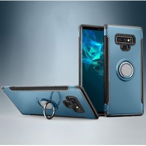 Magnetische armor beschermende hoes voor Galaxy Note 9  met 360 graden rotatie ring houder (marineblauw)