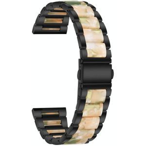 Voor Samsung Smart Watch 20mm Three-Beads Steel + Hars Vervanging Strap Horlogeband (zwart roze groen)