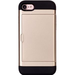 iPhone 7 &amp; 8 TPU + Kunststof back cover Hoesje met opbergruimte voor pinpas (goudkleurig)