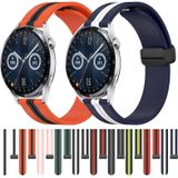 Voor Huawei Watch GT3 46 mm 22 mm opvouwbare magnetische sluiting siliconen horlogeband (roze + wit)