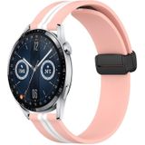 Voor Huawei Watch GT3 46 mm 22 mm opvouwbare magnetische sluiting siliconen horlogeband (roze + wit)
