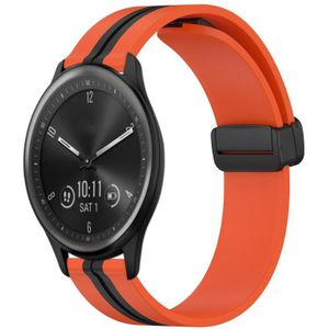 Voor Garmin Vivomove Sport 20 mm opvouwbare magnetische sluiting siliconen horlogeband (oranje + zwart)