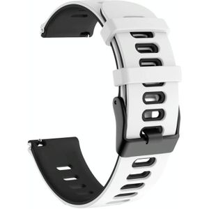 22mm voor Garmin VivoActive 4 / Venu 2 Universele tweekleurige siliconenvervangingriem horlogeband (wit zwart)