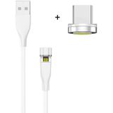 2m USB naar USB-C / Type-C 540 graden roterende magnetische oplaadkabel (wit)