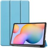 Voor Galaxy Tab S6 Lite 10 4 inch Custer Pattern Pure Color Horizontal Flip Leather Case met drie opvouwbare houder (Sky Blue)
