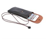 Universele verticale PU lederen Case / telefoon leerzak met koord voor iPhone 6s Plus  Galaxy Note 5 &amp; opmerking 4 / S7 / S6 edge +  Huawei P8 &amp; P7 / eren 6(Black)