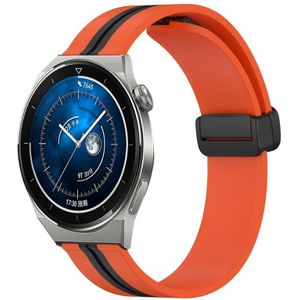 Voor Huawei Watch GT3 Pro 46mm 22mm Opvouwbare magnetische sluiting siliconen horlogeband (oranje + zwart)