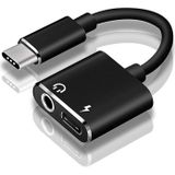 USB-C/type-C naar 3.5 mm AUX + USB-C/type C oortelefoon adapter oplader audio kabel voor Mi 8 Lite a2 (L1130) (goud)