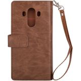 Voor Huawei Mate 10 Pro Multifunctionele Rits Horizontale Flip Lederen Case met Holder &amp; Wallet &amp; 9 Card Slots &amp; Lanyard(Bruin)