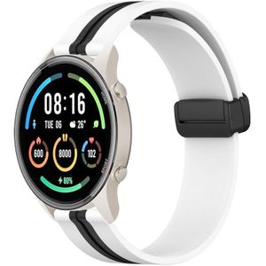 Voor Xiaomi MI Watch Sport 22 mm opvouwbare magnetische sluiting siliconen horlogeband (wit + zwart)