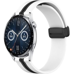 Voor Huawei Watch GT3 46mm 22mm Opvouwbare magnetische sluiting siliconen horlogeband (wit + zwart)