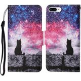 Voor iPhone 7 Plus geschilderd patroon horizontale flip Leathe geval (Starry Cat)