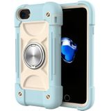 Shockproof Silicone + PC Protective Case with Dual-Ring Holder For iPhone 6/6s/7/8/SE 2020(Ice Blue)