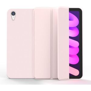 Dubbelzijdig Matte TPU-tablet lederen tas met 3-vouwbare houder &amp; slaap / weks-functie voor iPad mini 6