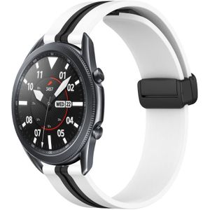 Voor Samsung Galaxy Watch3 45mm 22mm opvouwbare magnetische sluiting siliconen horlogeband (wit + zwart)
